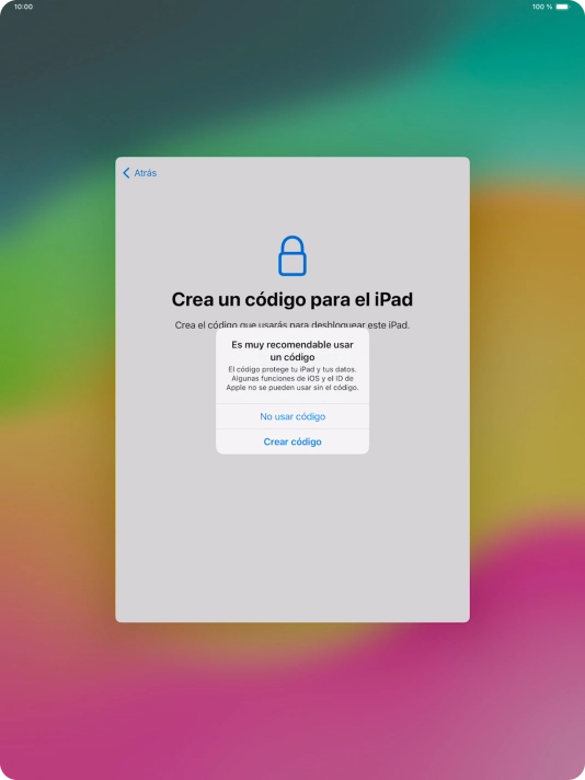 Si desactivas la función, pulsa No usar código. Si desactivas la función, pulsa No usar código.