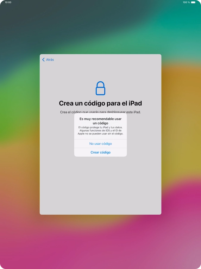 Si desactivas la función, pulsa No usar código. Si desactivas la función, pulsa No usar código.