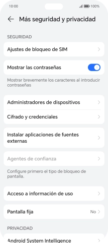 Pulsa Ajustes de bloqueo de SIM.