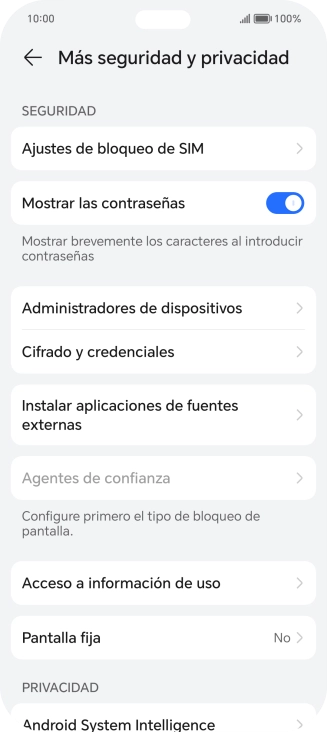 Pulsa Ajustes de bloqueo de SIM.