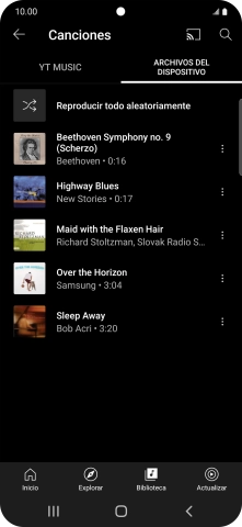 Pulsa el archivo de música deseado. Pulsa el archivo de música deseado.