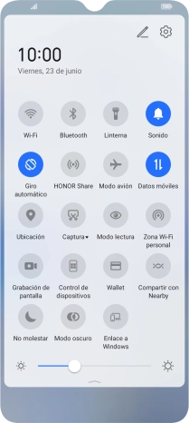 Pulsa el icono de modo de avión para activar o desactivar la función.