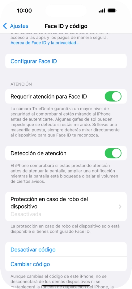 Pulsa Desactivar código e introduce el código de seguridad. Pulsa Desactivar código e introduce el código de seguridad.