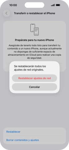 Pulsa Restablecer ajustes de red. Pulsa Restablecer ajustes de red.