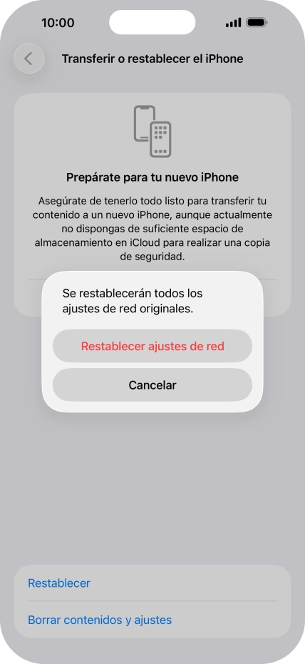 Pulsa Restablecer ajustes de red. Pulsa Restablecer ajustes de red.