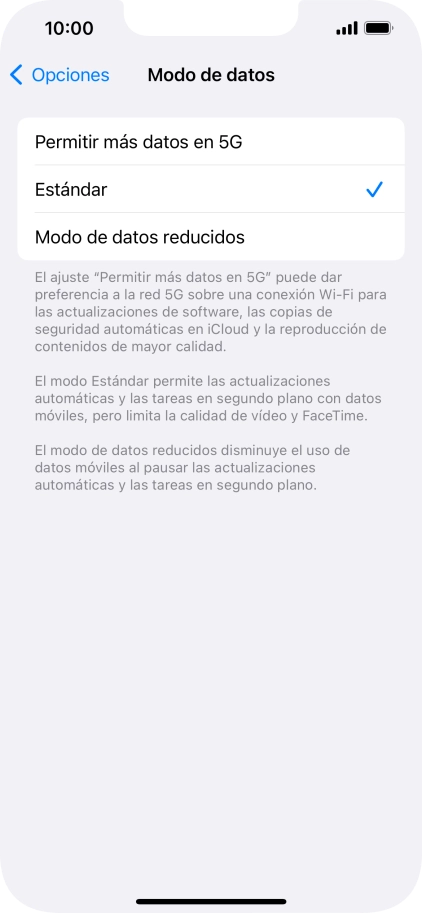 Pulsa el ajuste deseado. Pulsa el ajuste deseado.