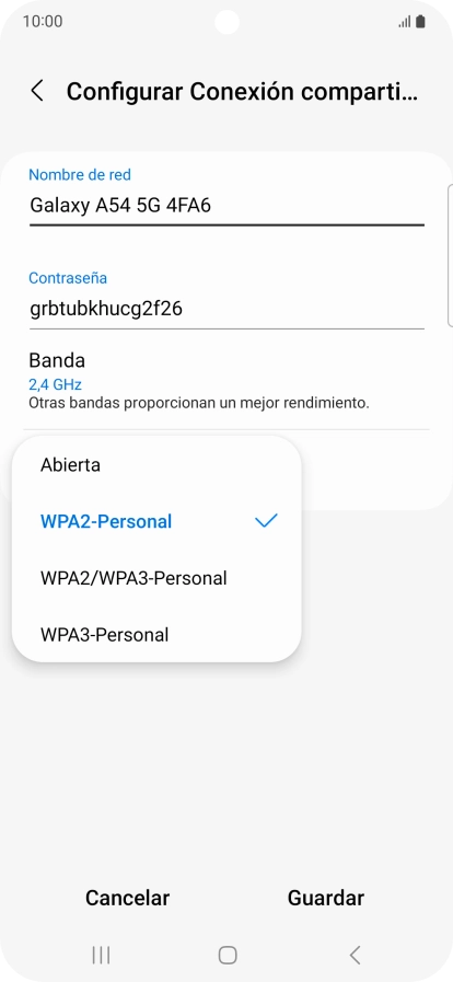 Pulsa WPA3-Personal para proteger la conexión wifi con una contraseña. Pulsa WPA3-Personal para proteger la conexión wifi con una contraseña.