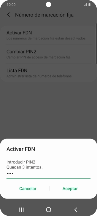 Introduce el código PIN2 y pulsa Aceptar. Introduce el código PIN2 y pulsa Aceptar.