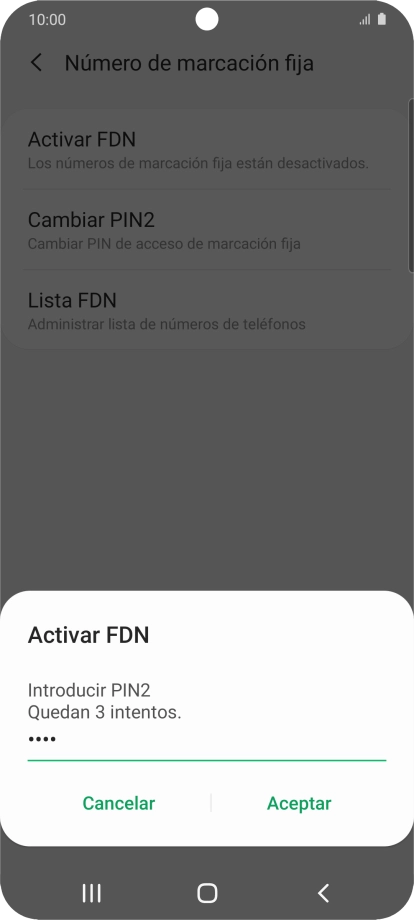 Introduce el código PIN2 y pulsa Aceptar. Introduce el código PIN2 y pulsa Aceptar.