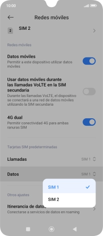Pulsa la SIM de la línea móvil deseada. Pulsa la SIM de la línea móvil deseada.