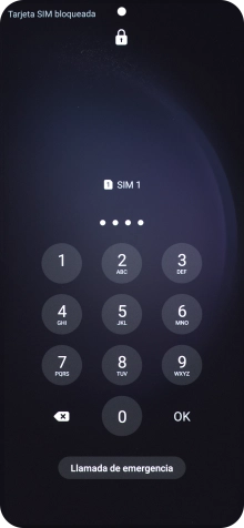 Si es necesario desbloquear la tarjeta SIM, introduce el código PIN y pulsa OK. Si es necesario desbloquear la tarjeta SIM, introduce el código PIN y pulsa OK.