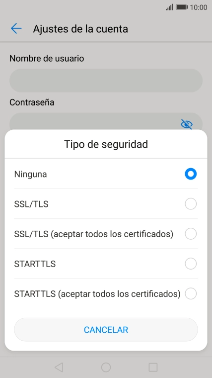 Pulsa Ninguna para desactivar la función.