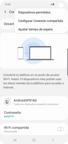 Pulsa Configurar Conexión compartida. Pulsa Configurar Conexión compartida.