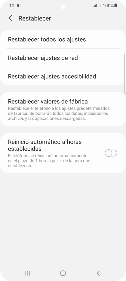 Pulsa Restablecer valores de fábrica. Pulsa Restablecer valores de fábrica.