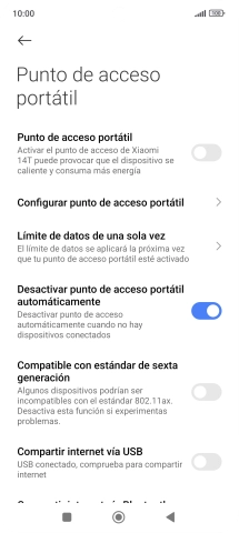 Pulsa Configurar punto de acceso portátil. Pulsa Configurar punto de acceso portátil.