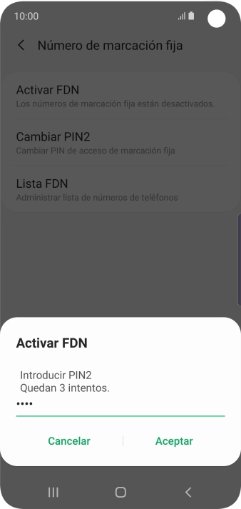 Introduce el código PIN2 y pulsa Aceptar. Introduce el código PIN2 y pulsa Aceptar.