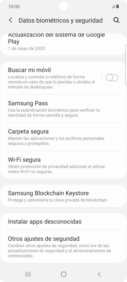 Pulsa Otros ajustes de seguridad. Pulsa Otros ajustes de seguridad.