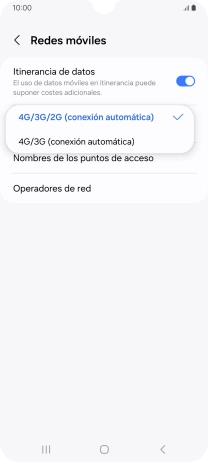 Pulsa el tipo de red deseado.