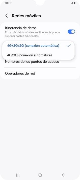 Pulsa el tipo de red deseado.