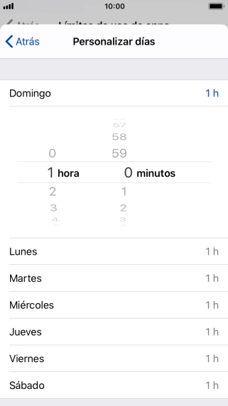 Selecciona el límite de tiempo deseado. Selecciona el límite de tiempo deseado.