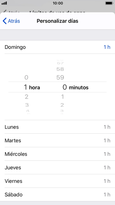 Selecciona el límite de tiempo deseado.