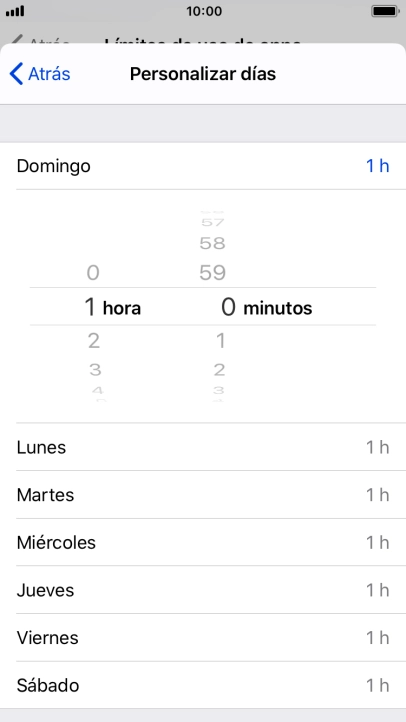 Selecciona el límite de tiempo deseado. Selecciona el límite de tiempo deseado.