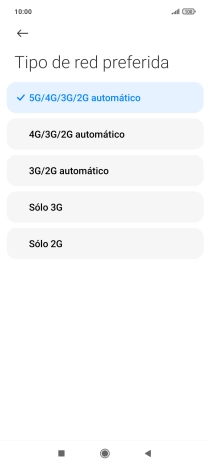 Pulsa el tipo de red deseado.