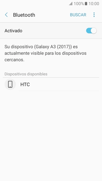 Pulsa el dispositivo Bluetooth deseado y sigue las indicaciones de la pantalla para vincular el dispositivo al teléfono. Pulsa el dispositivo Bluetooth deseado y sigue las indicaciones de la pantalla para vincular el dispositivo al teléfono.