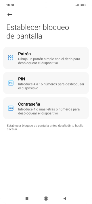 Pulsa el código de seguridad deseado. Pulsa el código de seguridad deseado.