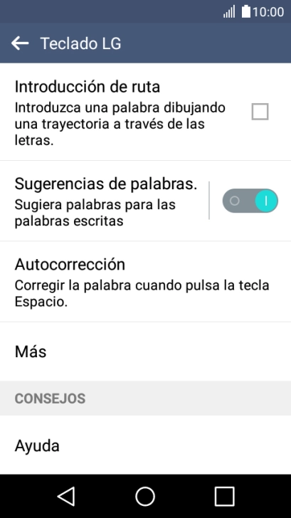 Pulsa Sugerencias de palabras..