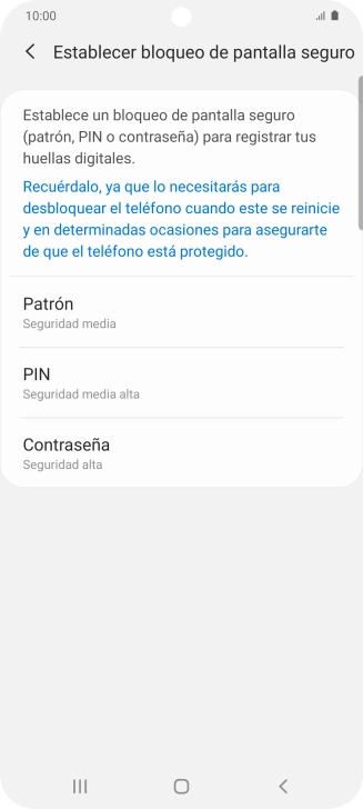 Pulsa el código de seguridad deseado y sigue las indicaciones de la pantalla para crear un código de seguridad del teléfono adicional. Pulsa el código de seguridad deseado y sigue las indicaciones de la pantalla para crear un código de seguridad del teléfono adicional.