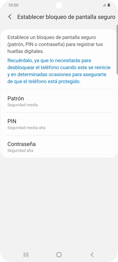 Pulsa el código de seguridad deseado y sigue las indicaciones de la pantalla para crear un código de seguridad del teléfono adicional. Pulsa el código de seguridad deseado y sigue las indicaciones de la pantalla para crear un código de seguridad del teléfono adicional.
