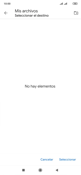 Si deseas crear una nueva carpeta, pulsa el icono de nueva carpeta y sigue las indicaciones de la pantalla para crearla. Si deseas crear una nueva carpeta, pulsa el icono de nueva carpeta y sigue las indicaciones de la pantalla para crearla.