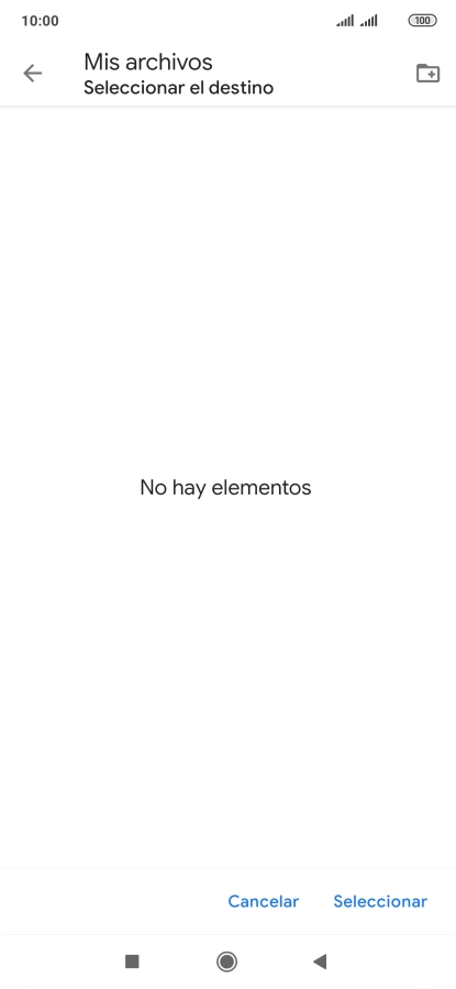 Si deseas crear una nueva carpeta, pulsa el icono de nueva carpeta y sigue las indicaciones de la pantalla para crearla. Si deseas crear una nueva carpeta, pulsa el icono de nueva carpeta y sigue las indicaciones de la pantalla para crearla.