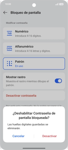 Pulsa Desactivar e introduce el código de seguridad extra que has creado anteriormente. Pulsa Desactivar e introduce el código de seguridad extra que has creado anteriormente.