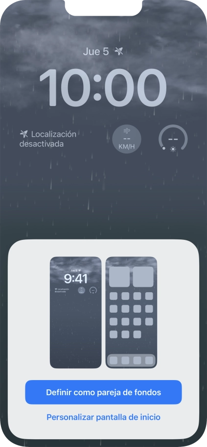 Si deseas utilizar el mismo tema de color en la pantalla de inicio, pulsa Definir como pareja de fondos. Si deseas utilizar el mismo tema de color en la pantalla de inicio, pulsa Definir como pareja de fondos.