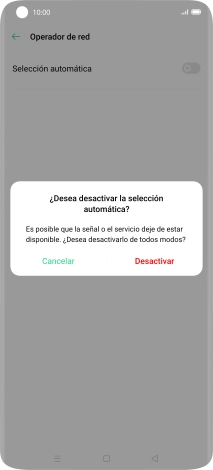 Pulsa Desactivar para desactivar la función y espera mientras el teléfono está buscando redes. Pulsa Desactivar para desactivar la función y espera mientras el teléfono está buscando redes.