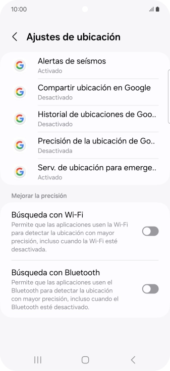 Pulsa Precisión de la ubicación de Go... Pulsa Precisión de la ubicación de Go...