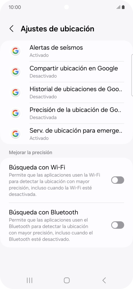 Pulsa Precisión de la ubicación de Go... Pulsa Precisión de la ubicación de Go...