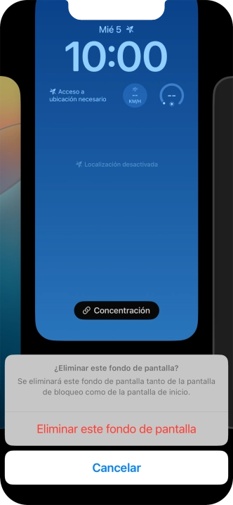Pulsa Eliminar este fondo de pantalla. Pulsa Eliminar este fondo de pantalla.