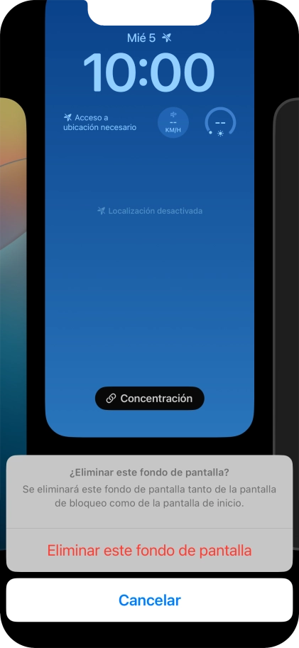 Pulsa Eliminar este fondo de pantalla. Pulsa Eliminar este fondo de pantalla.