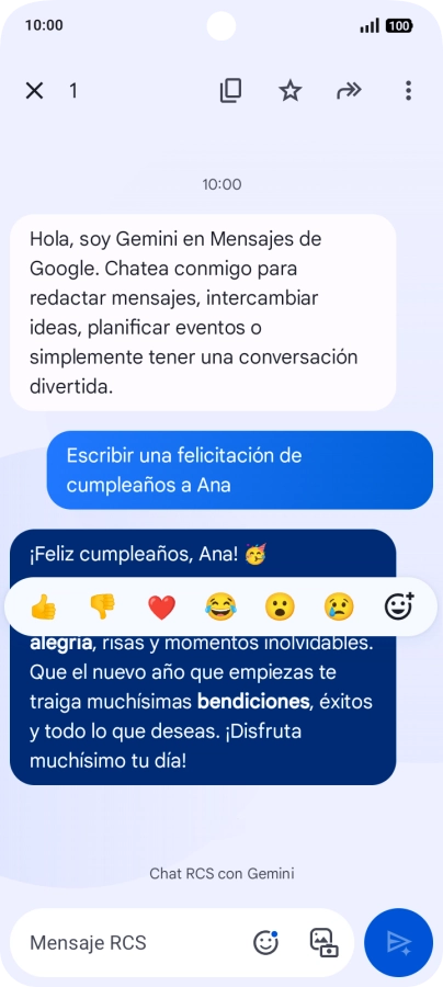 Pulsa la propuesta de texto de Gemini durante unos instantes. Sigue las indicaciones de la pantalla para utilizar el texto propuesto. Pulsa la propuesta de texto de Gemini durante unos instantes. Sigue las indicaciones de la pantalla para utilizar el texto propuesto.
