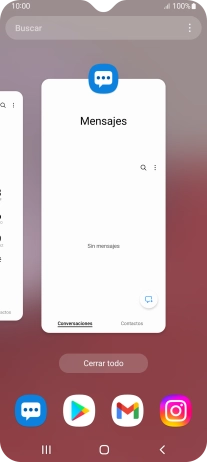 Para cerrar una sola aplicación en ejecución, desliza el dedo hacia arriba sobre la aplicación deseada.