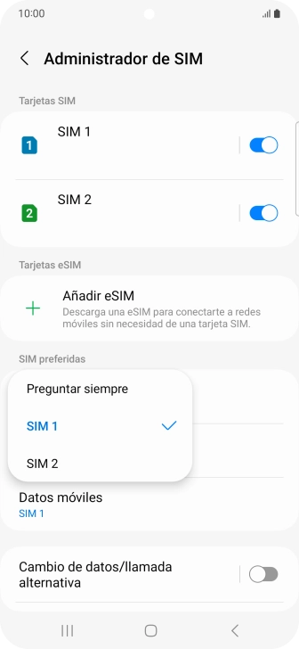 Pulsa el ajuste deseado. Pulsa el ajuste deseado.