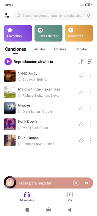 Pulsa el archivo de música deseado. Pulsa el archivo de música deseado.
