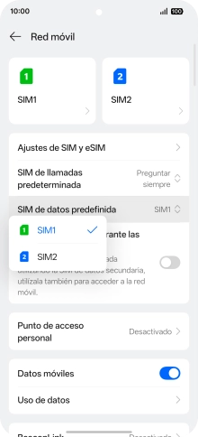 Pulsa la SIM de la línea móvil deseada. Pulsa la SIM de la línea móvil deseada.