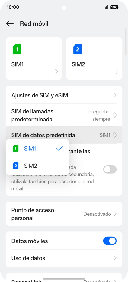 Pulsa la SIM de la línea móvil deseada. Pulsa la SIM de la línea móvil deseada.