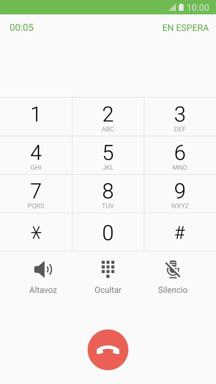 Pulsa el icono de finalizar llamada. Pulsa el icono de finalizar llamada.