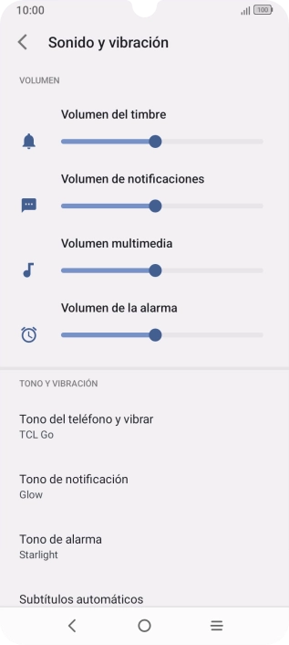 Pulsa Tono del teléfono y vibrar. Pulsa Tono del teléfono y vibrar.