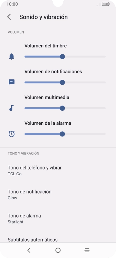 Pulsa Tono del teléfono y vibrar. Pulsa Tono del teléfono y vibrar.